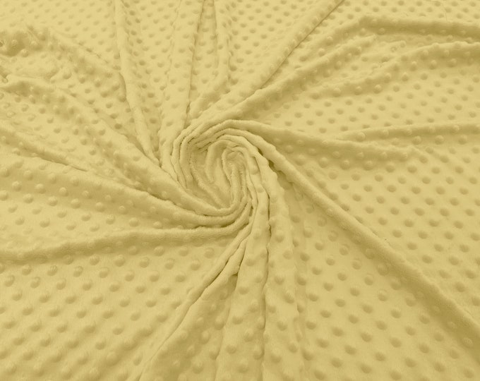 Banana Yellow Polka Dot Minky Fabric By The Yard | Super Soft Minkee Fabric | 58’’ Wide | 2 Way Stretch Polka Dot Minky Fabric.