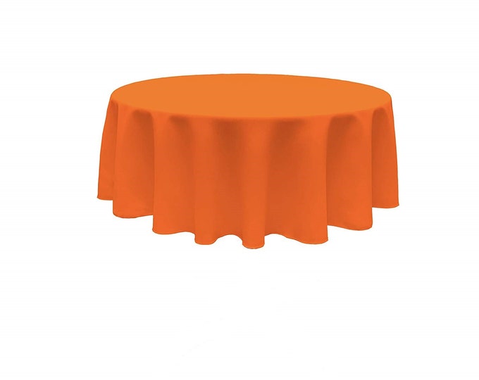 Orange  - Solid Round Polyester Poplin Tablecloth Seamless.
