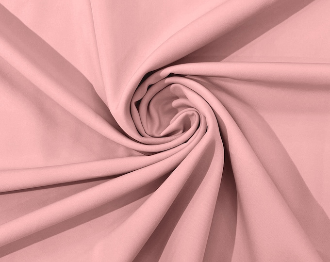 Light Mauve Dull 4 Way Stretch Crepe Fabric/Medium Crepe-Bridal Fabric/Apparel Fabric/Polyester Crepe-Spandex/