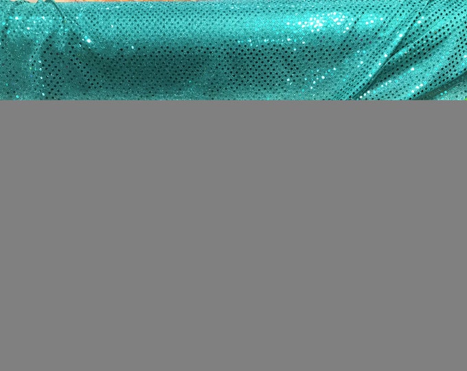 Teal 44/45" Wide Faux Sequin Light weight Knit Fabric Shiny Dot Confetti for Sewing Costumes Apparel Crafts Sold by The Yard.