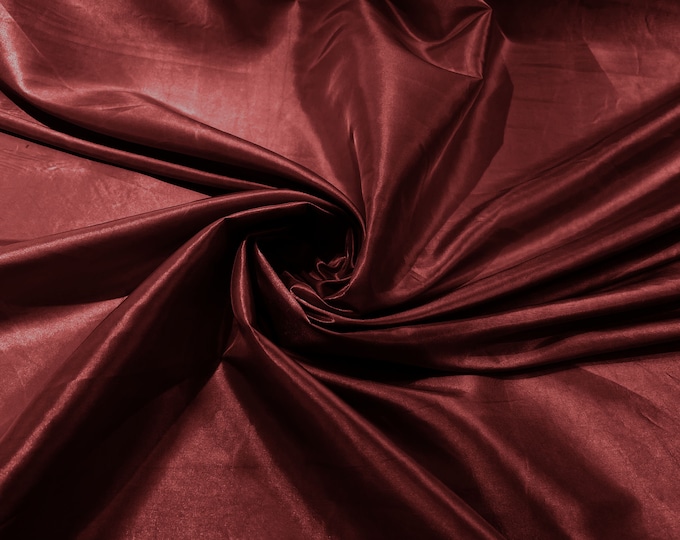 Solid Taffeta Fabric/ Taffeta Fabric By the Yard/ Apparel, Costume, Dress, Cosplay, Wedding. Dark Burgundy