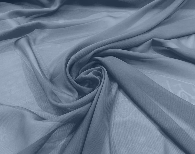 Coppen Blue 58/60" Wide 100% Polyester Soft Light Weight, Sheer, See Through Chiffon Fabric/ Bridal Apparel | Dresses | Costumes/ Backdrop