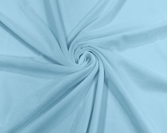 Light Blue 60" Wide 90% Polyester 10 percent Spandex Stretch Velvet Fabric for Sewing Apparel Costumes Craft, Sold By The Yard.