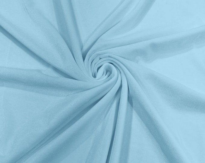 Light Blue 60" Wide 90% Polyester 10 percent Spandex Stretch Velvet Fabric for Sewing Apparel Costumes Craft, Sold By The Yard.