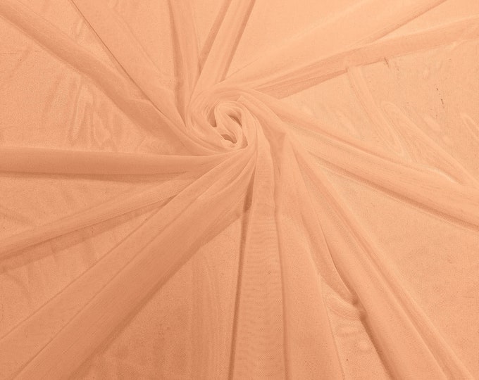 Peach 58/60" Wide Solid Stretch Power Mesh Fabric Spandex/ Sheer See-Though/Sold By The Yard. New Colors
