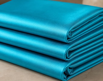 Turquoise Shiny Polyester Spandex Fabric By The Yard, Stretch Tricot Fabric For Costumes Dancewear Swimwear