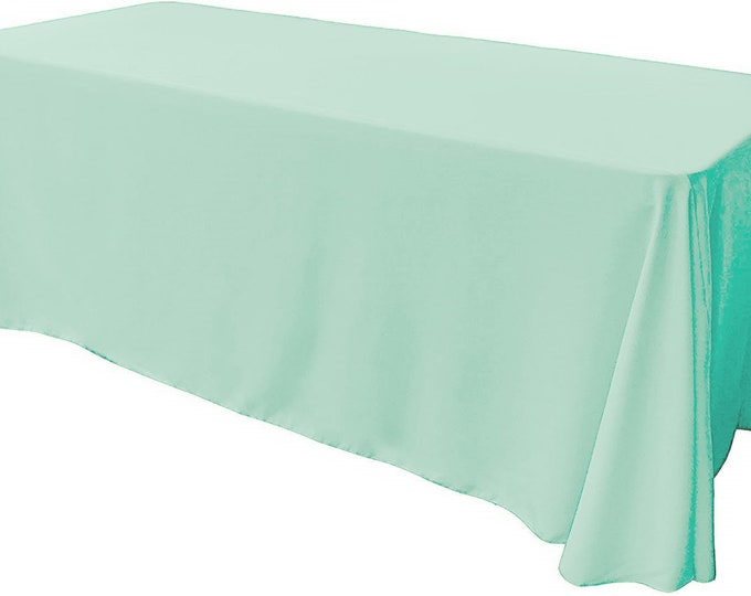 Ice Mint - Rectangular Polyester Poplin Tablecloth Floor Length / Party supply
