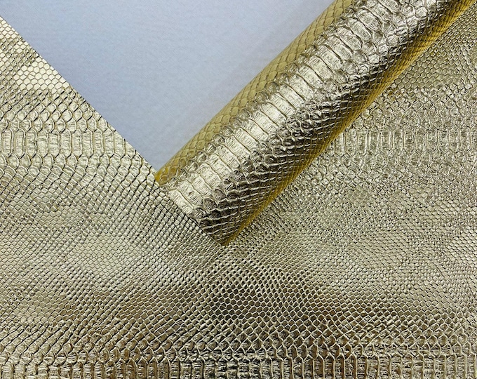 Metallic Gold Viper Snake Skin Texture Faux Leather Fabric| 54" Wide| Upholstery| Bags.