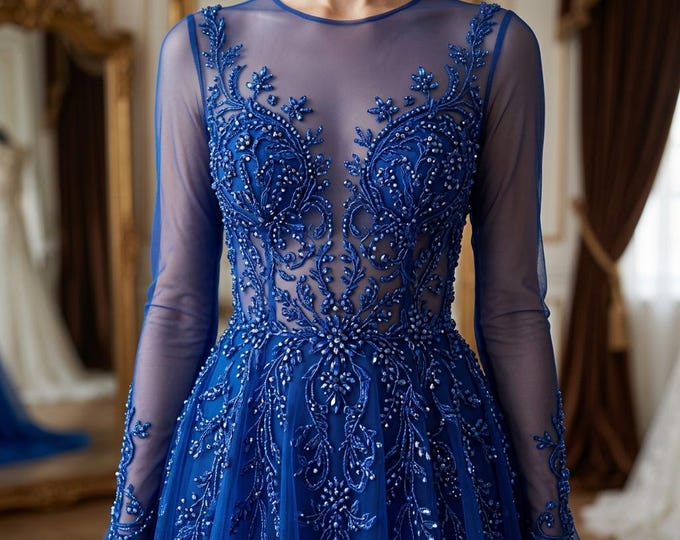 Royal Blue Stretch Power Mesh Fabric Sheer Mesh Fabric Nylon Spandex Fabric Soft Tulle Alternative Dress Fabric Lining Fabric by Yard