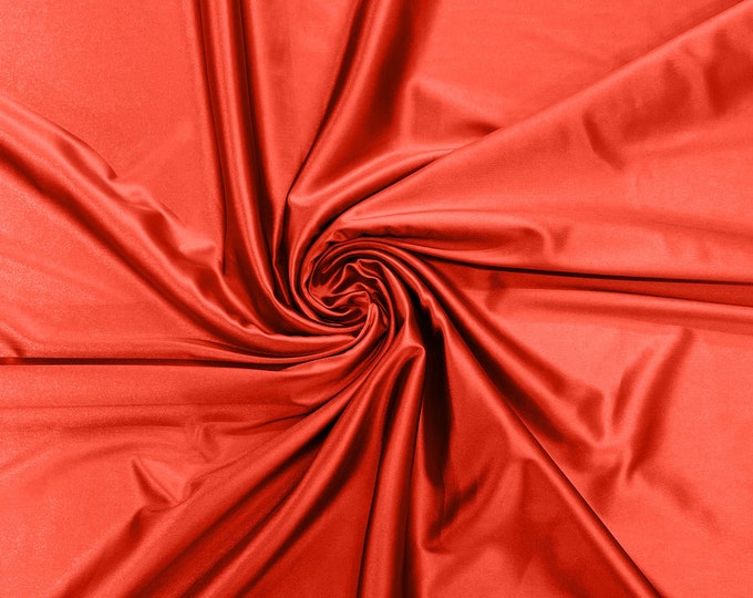 Tomato Red Heavy Shiny Satin Stretch Spandex Fabric/58 Inches Wide/Prom/Wedding/Cosplays.