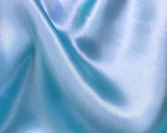 Light Blue Heavy Shiny Bridal Satin Fabric for Wedding Dress, 60" inches wide sold by The Yard.
