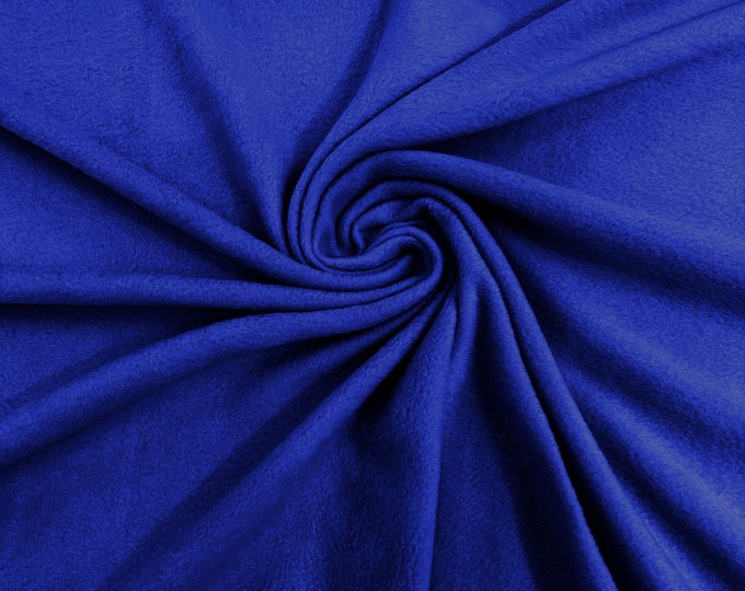 Royal Blue Solid Polar Fleece Fabric Anti-Pill 58" Wide Sold by The Yard.