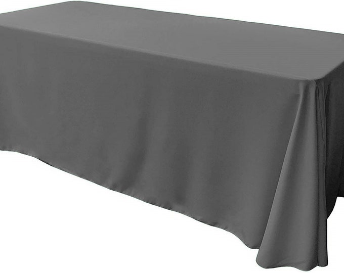 Grey - Rectangular Polyester Poplin Tablecloth Floor Length / Party supply