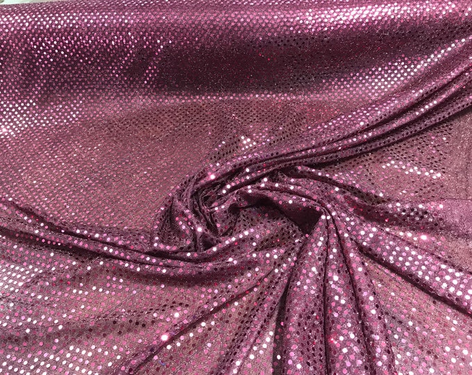 Burgundy 44/45" Wide Faux Sequin Light weight Knit Fabric Shiny Dot Confetti for Sewing Costumes Apparel Crafts Sold by The Yard.