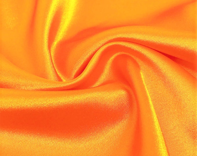 Mango Yellow 58-59" Wide - 96 percent Polyester, 4% Spandex Light Weight Silky Stretch Charmeuse Satin Fabric by The Yard.