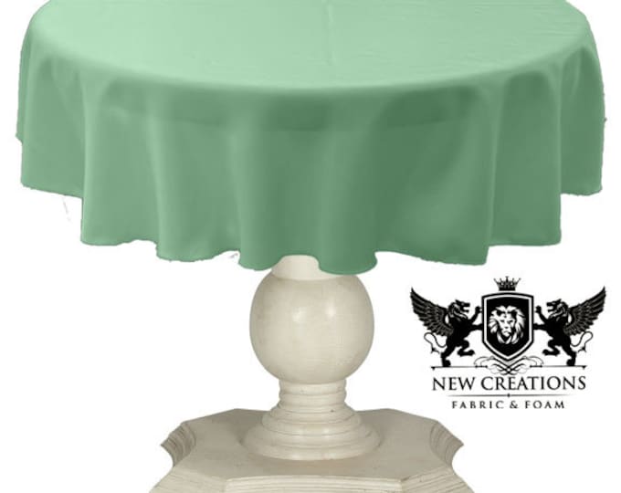 Mint Green Rust Tablecloth Solid Dull Bridal Satin Overlay for Small Coffee Table Seamless.