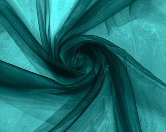 Dark Teal 58/60" Wide 100% Polyester Soft Light Weight, Sheer, See Through Crystal Organza Fabric/Cosplay Costumes, Skirts.