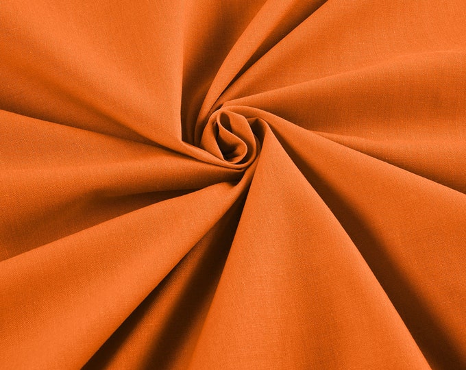 Orange - 58-59" Wide Premium Light Weight Poly Cotton Blend Broadcloth Fabric Sold By The Yard.