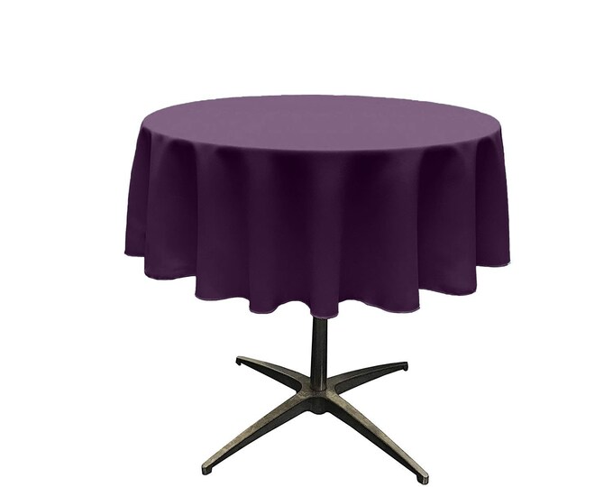 Plum - Solid Round Polyester Poplin Tablecloth Seamless.