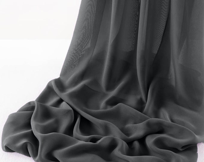 Charcoal 5 Yards Chelsea Wool Dobby Chiffon Fabric/58" Wide Sheer Fabric/Solid Color Draping Fabric for Wedding Party Easter Backdrop.