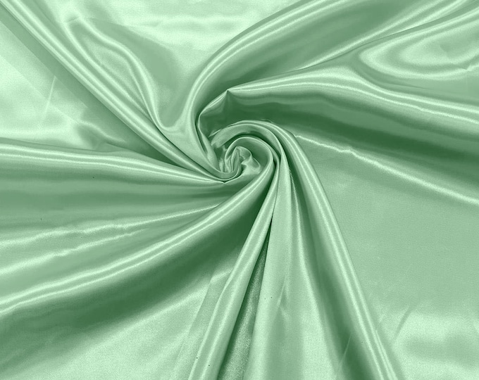 Mint Green Shiny Charmeuse Satin Fabric for Wedding Dress/Crafts Costumes/58” Wide /Silky Satin