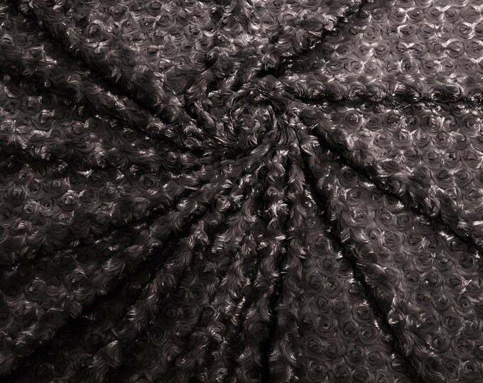 Dark Cocoa Minky Swirl Rosebud Plush Fur Fabric| 58" Wide | Apparel.