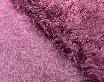 Long Pile Fur Fabric in Plum, 58" Wide for Cosplay and Fursuits