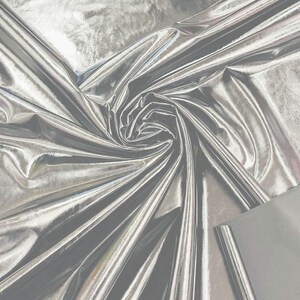 Spandex Shiny Vinyl Fabric (Latex Stretch) - Sold By The Yard - Silver