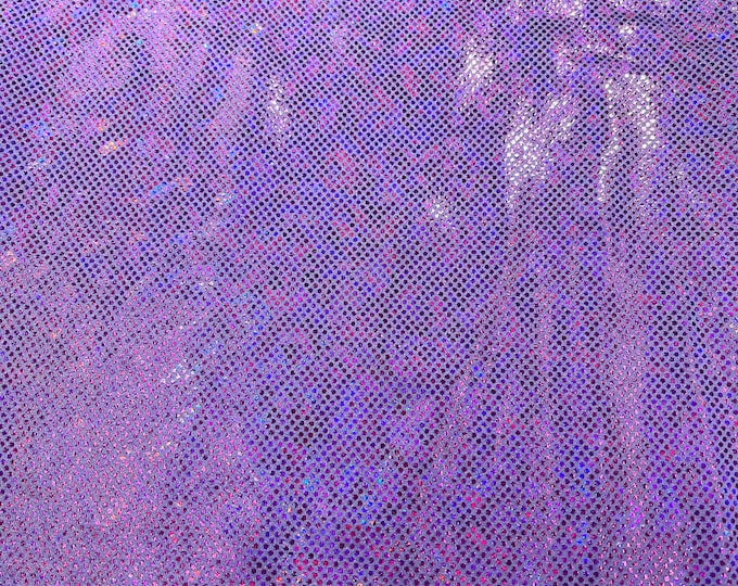 Lavender 58/60” Wide Shattered Glass Foil Iridescent Hologram Dancewear 4 Way Stretch Spandex Nylon Tricot Fabric by the yard.