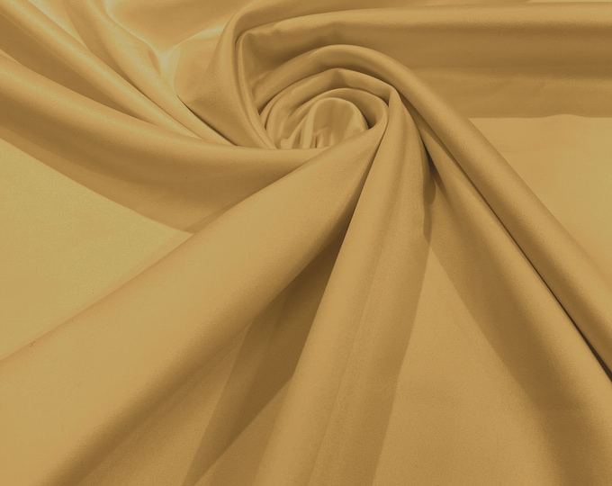 Light Gold Matte Stretch Lamour Satin Fabric 58" Wide/Sold By The Yard. New Colors