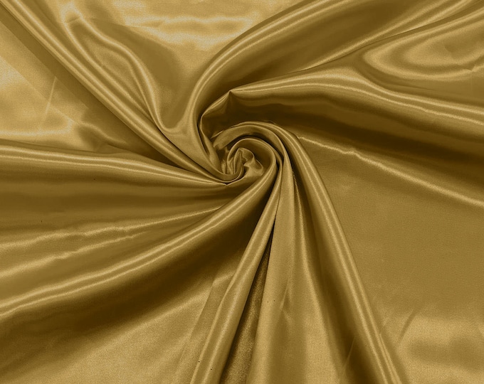 Gold #2 - Shiny Charmeuse Satin Fabric for Wedding Dress/Crafts Costumes/58” Wide /Silky Satin