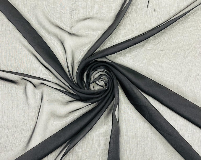Chiffon Two Tone Sheer Fabric, by The Yard - Black