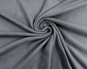 Gray Solid Polar Fleece Fabric Anti-Pill 58" Wide | Soft Polyester Blanket, Jacket.