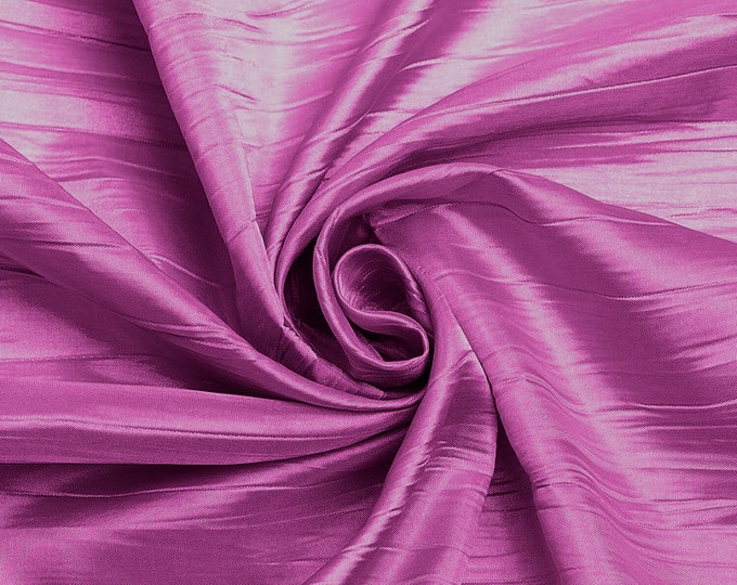 Candy Pink - Crushed Taffeta Fabric - 54" Width - Creased Clothing Decorations Crafts - Sold By The Yard