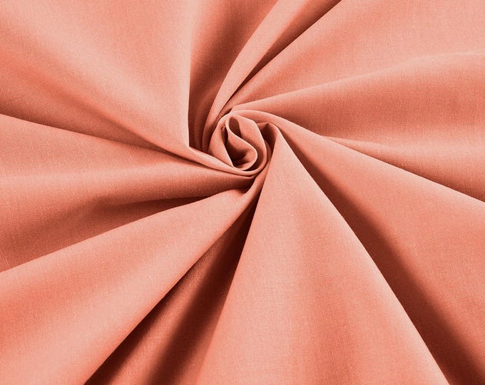 Coral Lightweight Poly Cotton Broadcloth Fabric| 58" Wide| Bed sheets| Apparel.