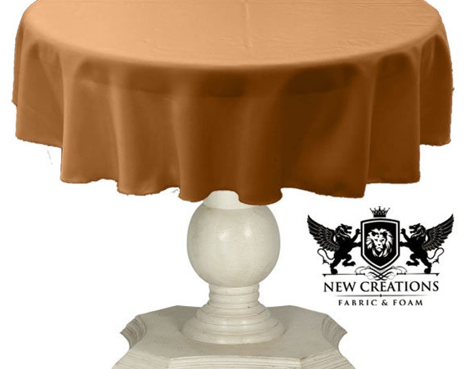 Light Copper Tablecloth Solid Dull Bridal Satin Overlay for Small Coffee Table Seamless.