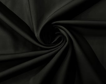 Black Dull 4 Way Stretch Crepe Fabric/Medium Crepe-Bridal Fabric/Apparel Fabric/Polyester Crepe-Spandex/