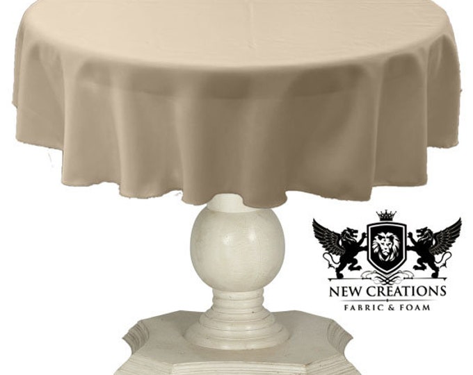 Beige Round Tablecloth Solid Dull Bridal Satin Overlay for Small Coffee Table Seamless.