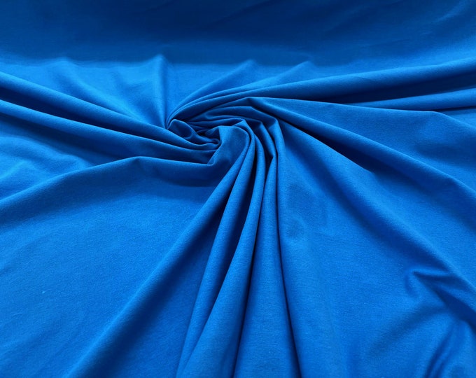 Turquoise 58/60" Wide  Cotton Jersey Spandex Knit Blend 95% Cotton 5 percent Spandex/Stretch Fabric/Costume