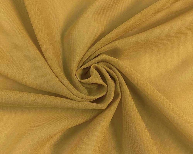 Dark Gold 58/60" Wide 100% Polyester Soft Light Weight, Sheer, See Through Chiffon Fabric Sold By The Yard.