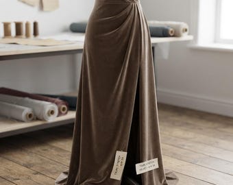 Taupe Stretch Velvet Fabric 58" Wide| Apparel Costumes, Sold By The Yard