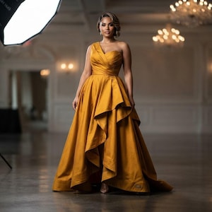 Kunstseidenstoff, senffarbener Polyester-Dupioni, 140 cm breit, Meterware