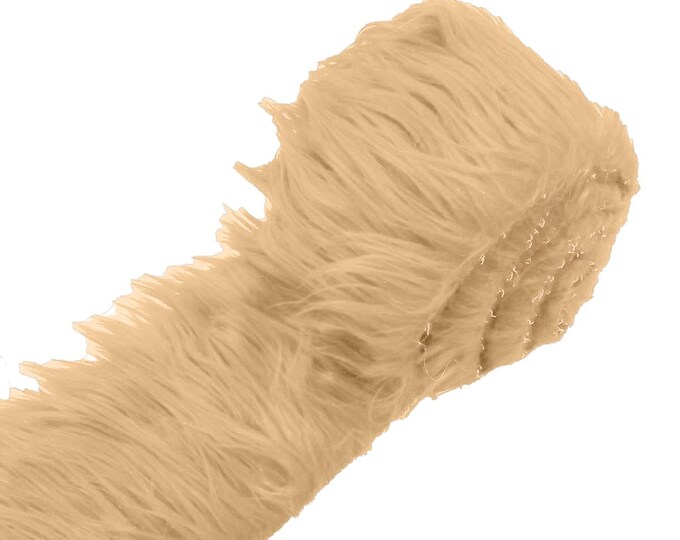 Light Taupe Long Pile Soft Faux Fur Fabric STRIP for Fur suit, Cosplay Costume, Photo Prop, Trim, Throw Pillow, Crafts.