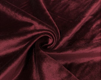 Burgundy 60" Wide 90% Polyester 10 present Spandex Stretch Velvet Fabric for Sewing Apparel Costumes Craft, Sold By The Yard.