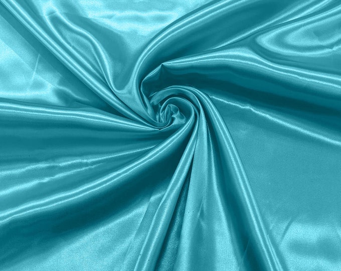 Aqua Blue Shiny Charmeuse Satin Fabric for Wedding Dress/Crafts Costumes/58” Wide /Silky Satin