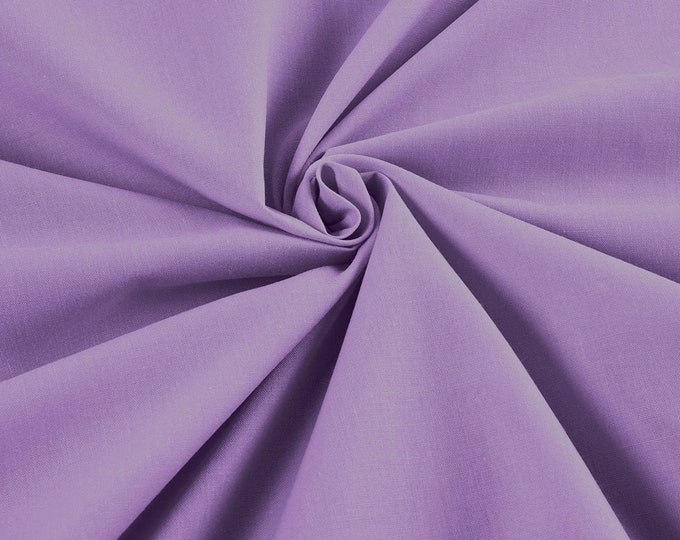 Lavender - 58-59" Wide Premium Light Weight Poly Cotton Blend Broadcloth Fabric Sold By The Yard.