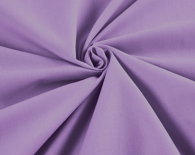 Lavender - 58-59" Wide Premium Light Weight Poly Cotton Blend Broadcloth Fabric Sold By The Yard.