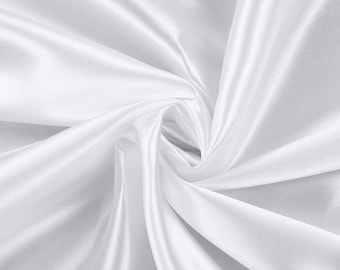 White Charmeuse Bridal Solid Satin Fabric for Wedding Dress Fashion Crafts Costumes Decorations Silky Satin 58” Wide Sold By The Yard