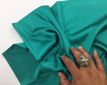 Teal green 58 inch 2 way stretch charmeuse satin-super soft silky satin-wedding-bridal-prom-nightgown-sold by the yard.