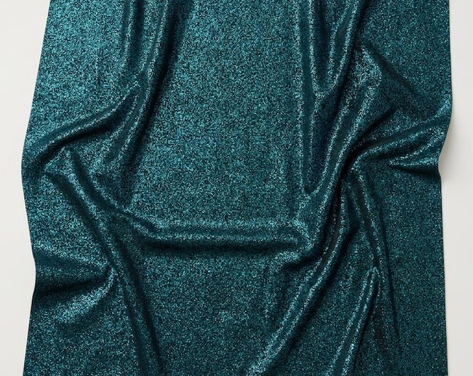 Turquoise Black Iridescent Shattered Glass Stretch Spandex Fabric by the Yard – 4 Way Nylon Spandex for Leggings, Swimwear & Costumes